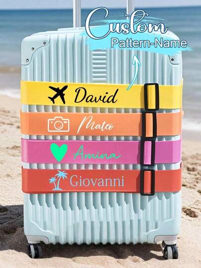 Custom Personalized Luggage Straps For Suitcases,Custom With Name Suitcase Strap,Luggage Identifiers,Suitcase Straps To Hold Suitcases Together,Suitcase Belt,Luggage Wraps For Suitcase,All-Purpose,Large Capacity,Versatile,Multifunction