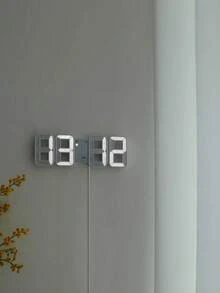 1 件现代 3D LED 数字台式时钟，适用于厨房卧室办公室，时尚设计 LED 白色夜灯装饰挂钟，具有多级亮度/时间/日期/闹钟，闹钟灯，时钟灯，夜灯，开学礼物