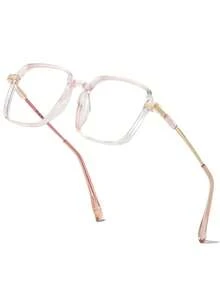 1Pc Fashion Vintage Metal Oversize Square Frame Eyeglasses For Women -Flash Rhinestone,Sparkling Glitter, Chic Lightweight Eyeglasses, High Quality ,Suitable For Daily Use,Phone Computer Reading Goggles