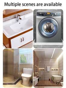 1条/2条装硅胶加厚浴室防水条，浴室淋浴挡水条，马桶止水条，台盆护栏，地面挡水系统，易于安装的干湿分离屏障。（请根据自身需求购买，图片附有尺寸图。）浴室配件 浴室工具 - 彩色 - 查看 4