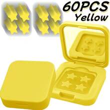 双面折叠镜，纯色（黑/白/黄/粉/绿） - 便携式桌面化妆镜，小巧方便 - 附赠60张装饰贴纸