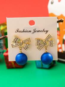 1 Pair Of Faux Pearl Studded Earrings With A Niche Design Sense, Light Luxury Christmas European And American Style Earrings, Bridal Earrings, Suitable For Wedding, New Year, And Party Wear (Without Card)