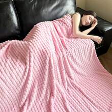 300g High Density Solid Color Flannel Blanket, New 2025 Collection - Baby Pink - View 2