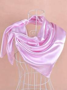 1条纯色缎面90*90厘米方形方巾，时尚简约设计，适合通勤、约会、外出、音乐节等场合，涤纶面料，可用于连衣裙等。 - 紅色 - 查看 20