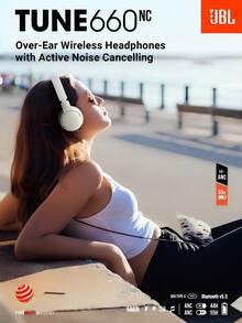 JBL Tune 660NC 无线蓝牙耳机，主动降噪，电池续航时间长达 55 小时，内置麦克风，可折叠设计，佩戴舒适，兼容 Android 和 IOS - 黑色 - 查看 6