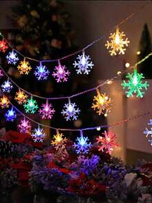 1pc Enchanting Christmas Snowflake String Lights, LED Snowflake Decorative String Lights, Battery Powered, Fairytale Lighting, Plastic Art Decor Indoor Lighting, Battery Powered With Switch Control, Non-Wireless, Suitable For Christmas Decoration In Living Room, Bedroom, Staircase, Handrail, Christmas Tree, Bedroom, Party, Wedding, Christmas Party Romantic Atmosphere Decorative Lights [Batteries Not Included]Christmas Decoration XMAS Decor Christmas Tree Gift Decor Thanksgiving Wedding Home Decor Home Decor Fall Decor Autumn Decor Birthday Decorations For Gifts Party Supplies Indoor Outdoor Garden Holiday Festival Decor Halloween Decor Wall Decor Halloween Ornaments