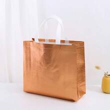 10 buah Tas Belanja Warna Emas yang Dapat Digunakan Kembali, Tas Kado Pernikahan Satin, Tas Kado Besar, Tas Kemasan Kado Non-Woven, Tas Kado Pesta Pernikahan dan Ulang Tahun (Pengiriman Gaya Acak) - Emas - View 7