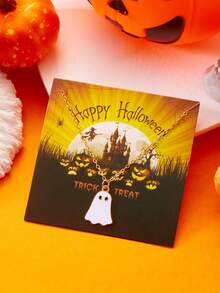 1 Piece White Ghost Necklace, Halloween Simple Necklace, Fashionable Daily Personalized Versatile Collarbone Chain