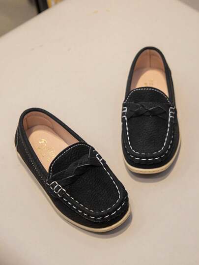 Children's Slip-On Flat Shoes, Handmade Edged Shoe Upper, Fashion Round Toe Loafers