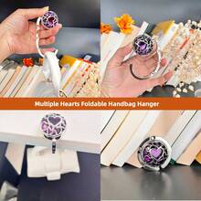 1 Pc Multiple Hearts Style Premium Foldable Handbag Bag Purse Hanger Table Hook Holder