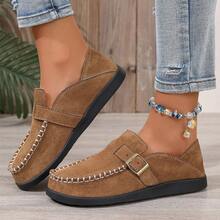 Nuevos mocasines planos de mujer con hebilla de cobre al estilo Ins, disponibles en 4 colores, casuales, cómodos y versátiles para uso diario, con suela antideslizante