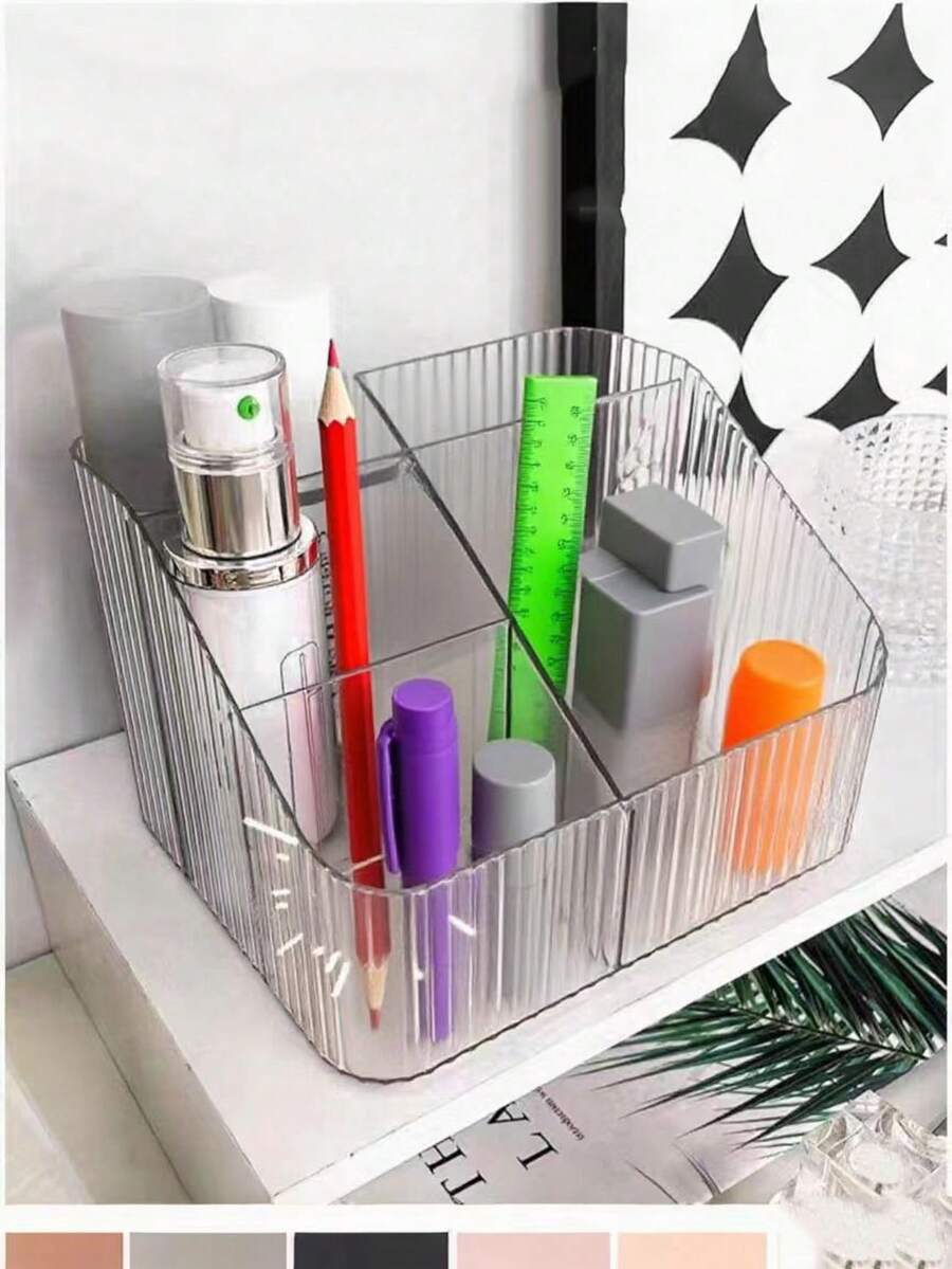 1 pièce Boîte de rangement à compartiments de bureau, organisateur à 3/4 grilles convenant pour le bureau, la cuisine, les produits de beauté, les cosmétiques, les stylos, les bijoux, la papeterie et autres articles de bureau essentiels, peut s'adapter à votre salle de bain, votre coiffeuse, votre bureau ou votre cuisine