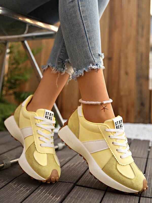 Women's Comfortable Lace-Up Sneakers - Lightweight Multifunctional Casual Shoes, Wear-Resistant Rubber Sole, All-Season