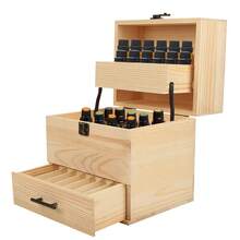 Three-Layer Telescopic Essential Oil Box, Wooden Essential Oil Box, Essential Oil Storage Box For Aromatherapy, 3-Layer Wooden Storage Box, Suitcase Storage Box For Travel And Display - 22 X 18.5 X 24 Cm - Màu gỗ - Xem 6
