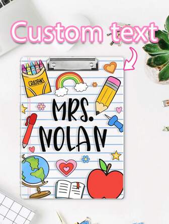 1pc Custom Teacher Clipboard With Name – Personalized Cute Doodle Leopard Print Writing Board, Back To School Gift For Women, Classroom Supplies For Mrs. Or Miss, Teacher Appreciation Gift,School Supplies,School Supplies,Back To School,School Gift,For Office,For School,For Classroom,For Teacher Gifts,For University,For Colleague,For Dorm Rooms,For Teacher,For Boys And Girls,For Teenagers,Junior High School Students,Middle School Students,High School Senior High School Students,College Students,University Students,Freshman,Sophomore,Underclassmen,Office Decor