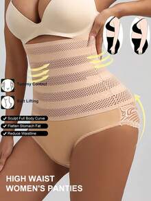 A Women's High Waisted Lace Hip Lifting And Abdominal Cinching Underwear,