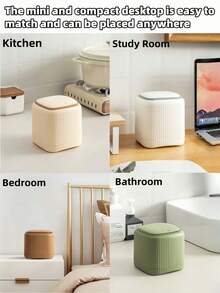 Multi-Functional Desktop Plastic Storage Bucket, Fashionable Mini Trash Can, Mini Trash Can With Lid - Detachable Small Trash Can, Small Plastic Trash Can, Pop-Up Countertop Garbage Basket, Suitable For Bathroom, Office, Kitchen, Bedroom, Desk, Coffee Table, Office, Car. Multiple Colors Available