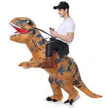 Disfraz inflable T-Rex adultos dinosaurio mujeres hombres fiesta divertida disfraz inflable dinosaurio decoración fiestas divertidas vestido disfraz personalizado Halloween accesorio esencial temporada otoño Halloween y fiestas temáticas. - Marrón - Ver 6