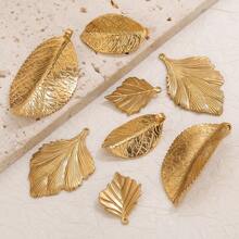 5 قطع من الإكسسوارات المعدنية الفولاذية المقاومة للصدأ بتصميم أوراق نباتية بسيطة، مناسبة لصنع القلائد والأقراط والمجوهرات والحقائب، مناسبة للارتداء اليومي