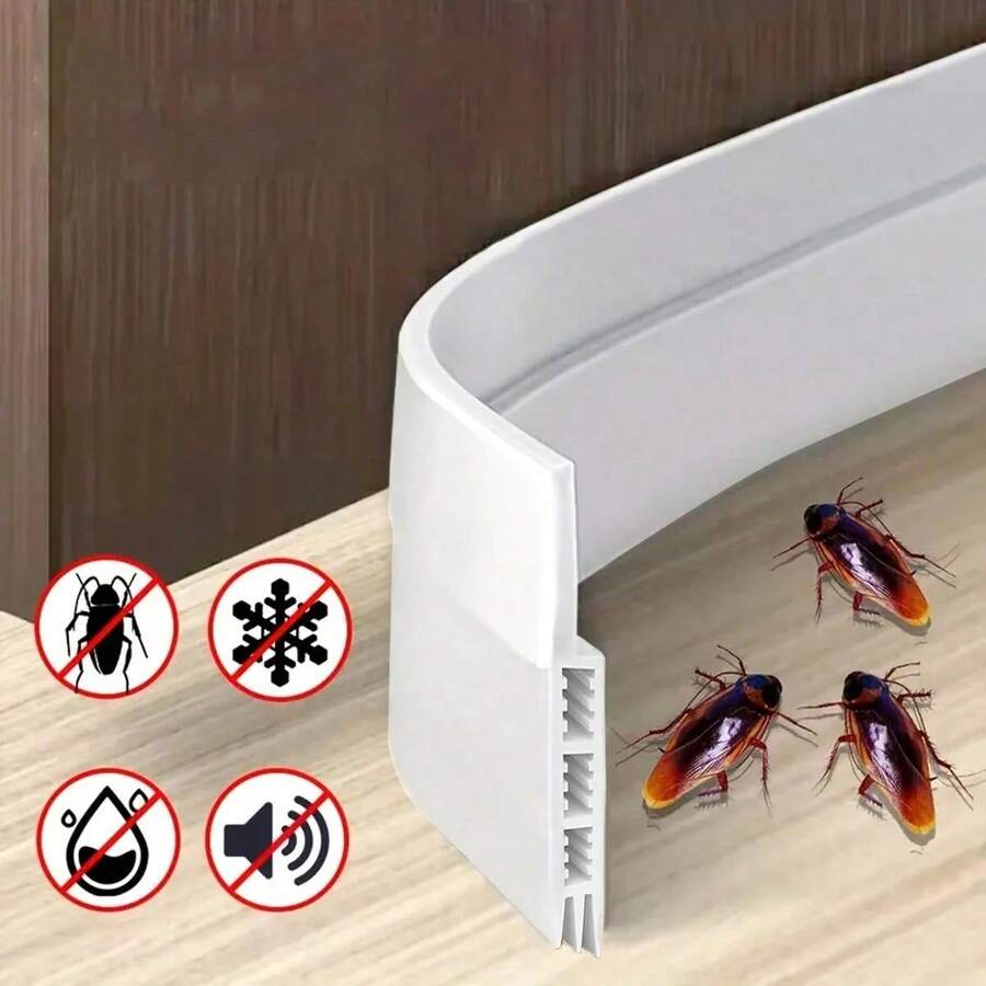 1 pieza Tira de sellado autoadhesiva para la parte inferior de la puerta de 1.96x39.4 pulgadas, sello de goma grueso y mejorado a prueba de polvo, adecuado para puertas de dormitorio interiores y exteriores, a prueba de viento, a prueba de agua, a prueba de insectos, a prueba de polvo, bloquea efectivamente la luz, el polvo y el ruido, reduce el consumo de artículos del hogar.