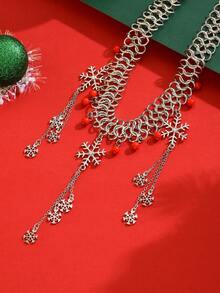 1pc Classic Minimalist Versatile Daily Wear Multi-Snowflake Pendant Layered Necklace, Suitable For Christmas Gifts, Everyday Commute, Holiday Parties, Gifts For Friends And Family