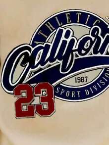 Vintage California Polo Shirt, Men's American Baseball Jacket With 1978 Letter Print Design, Contrast Color 23 Number Sports Jersey, Long Sleeve Casual Top, Loose Fit Streetwear Outerwear, Versatile Short Jacket, Outdoor Sports, Niche Ins Style, High-End Baseball Uniform, Men's Apparel, For Fall