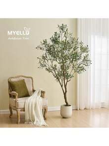 215 Cm Artificial Olive Tree Plant, Tall Fake Tree For Home Decor 2000 Leaves Faux Olive Tree Plant Indoor For Living Room Bedroom Office Live Streams Decorative Modern Greenery