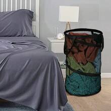 1 Giỏ đựng quần áo bẩn hình trụ bằng lưới, kích thước lớn, đựng được nhiều đồ, thích hợp cho phòng ngủ, phòng tắm, ban công, lý tưởng cho các bà nội trợ và gia đình - Nhiều màu - Xem 2