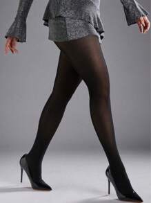1 Pair Black Sheer Tights, Slimming, Seamless, Minimalist Design, Suitable For Spring, Summer, Autumn