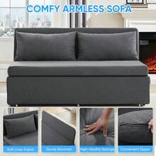 Puremind Modern Queen Size Loveseat Sofa Bed, 2 In 1 Convertible Linen Fabric 2-Seater Sleeper Sofa Couch With Cushions - Dark Grey - View 9