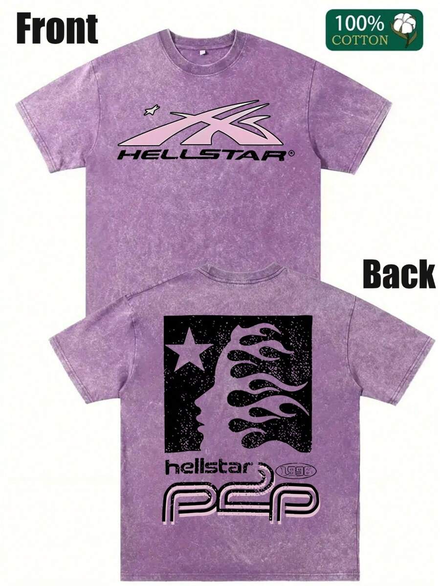 Casual Short Sleeve Tees For Men  Star Shirt For Summer - Purple - View 1