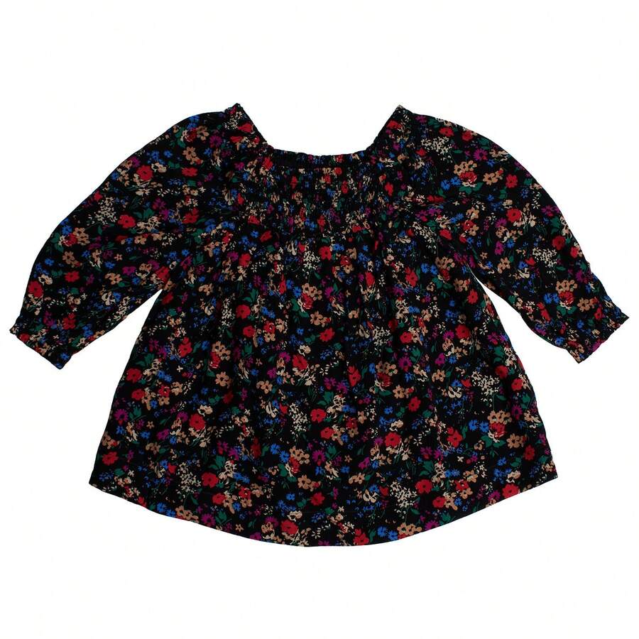 GAP Baby Girl's Floral Gathered Dress 486307 - 24/48 Hour Delivery To The Peninsula And The Balearic Islands - 黑色 - 查看 1