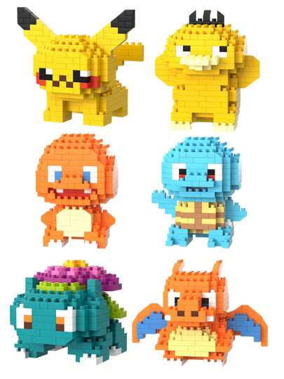 Bloques de construcción con partículas de Pokémon, decoración de habitación Kawaii de Pikachu y Squirtle de Pokémon, juguete educativo, adorno de anime, colección, regalo de cumpleaños, modelo sin caja, figuras, figura de anime, juegos