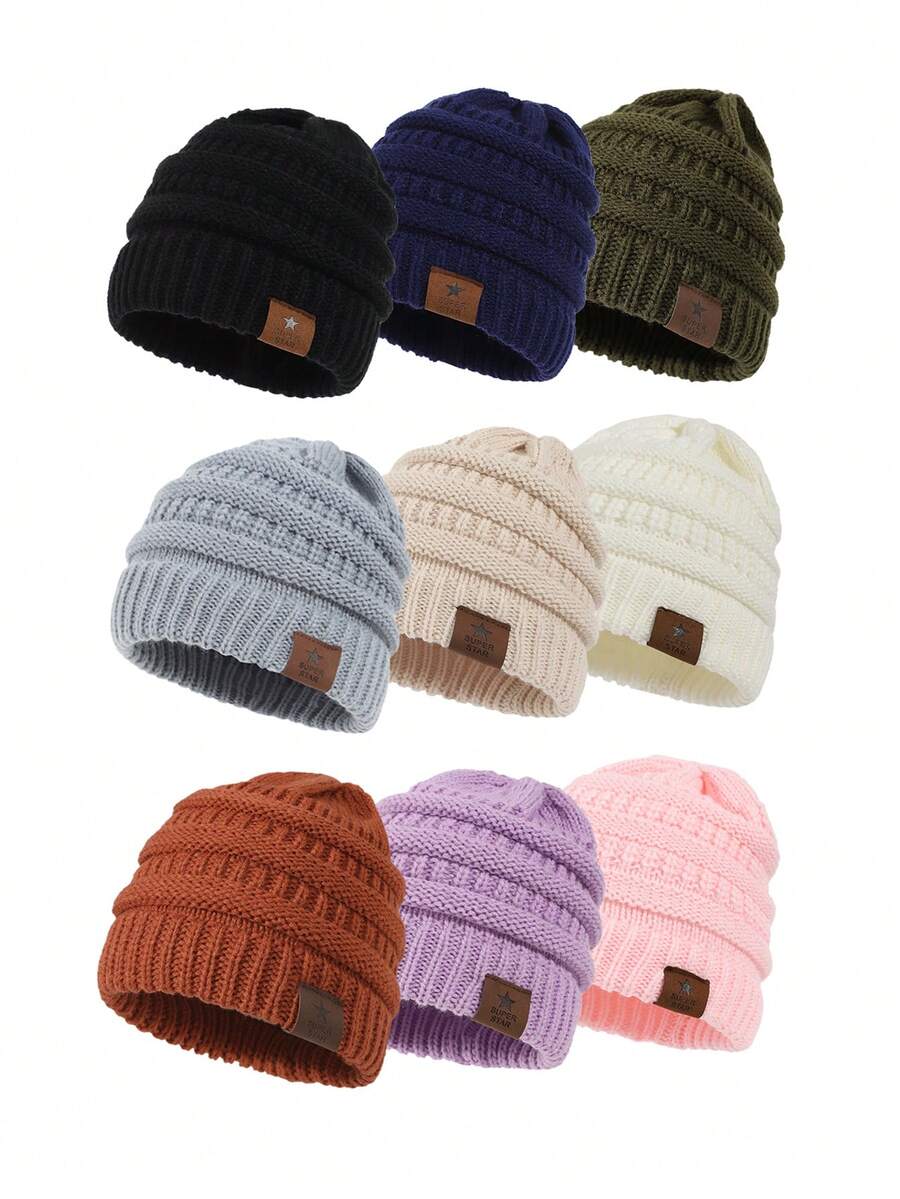 1/2 件婴儿无檐帽柔软温暖针织婴儿冬帽，可爱新生儿和幼儿冬帽 - Winter Hat - 查看 1