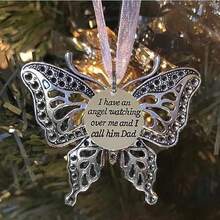 AFYPRTY Christmas Decorations Christmas Tree Ornaments Alloy Butterfly Ornaments Christmas Gifts "A Piece Of My Heart Is In Heaven" Angel Wing Ornaments Christmas Party Decorations