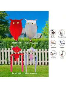 3pcs Owl Decoy To Scare Birds Away (With Bell) Bird Deterrent Device For Woodpecker Pigeon Plastic Hanging Outdoors Reflective Keep Birds Away Home And Garden-(Bird Repellent Ribbon,Scarecrow, Owl)- Protect Farms,Orchard, Vegetable Fields, Ponds, Parking Lots From Birds,For Yard, Window, Orchard, And Home Decoration