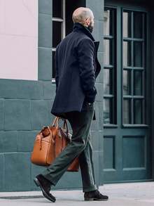 1pc Elegant Long Men's Overcoat For Winter - Navy Blue - View 5
