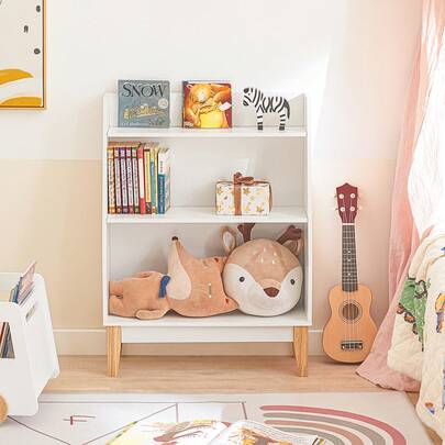 SoBuy KMB47-W, 3 Tiers Children Kids Bookcase Book Shelf Toy Shelf Storage Display Shelf Rack Organizer Unit