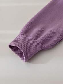 2pcs Set: 1pc Girls Elegant Beaded Butterfly Knit Sweater Top And 1pc Beaded Butterfly Knit Sweater Pants Set, Suitable For Casual Everyday Wear, Spring/Autumn/Winter - Purple - View 8