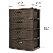 Local DeliveryElegant Wide-Woven Plastic Storage Drawers With Pull Handles, Rich Brown Finish - Multicolor - View 2