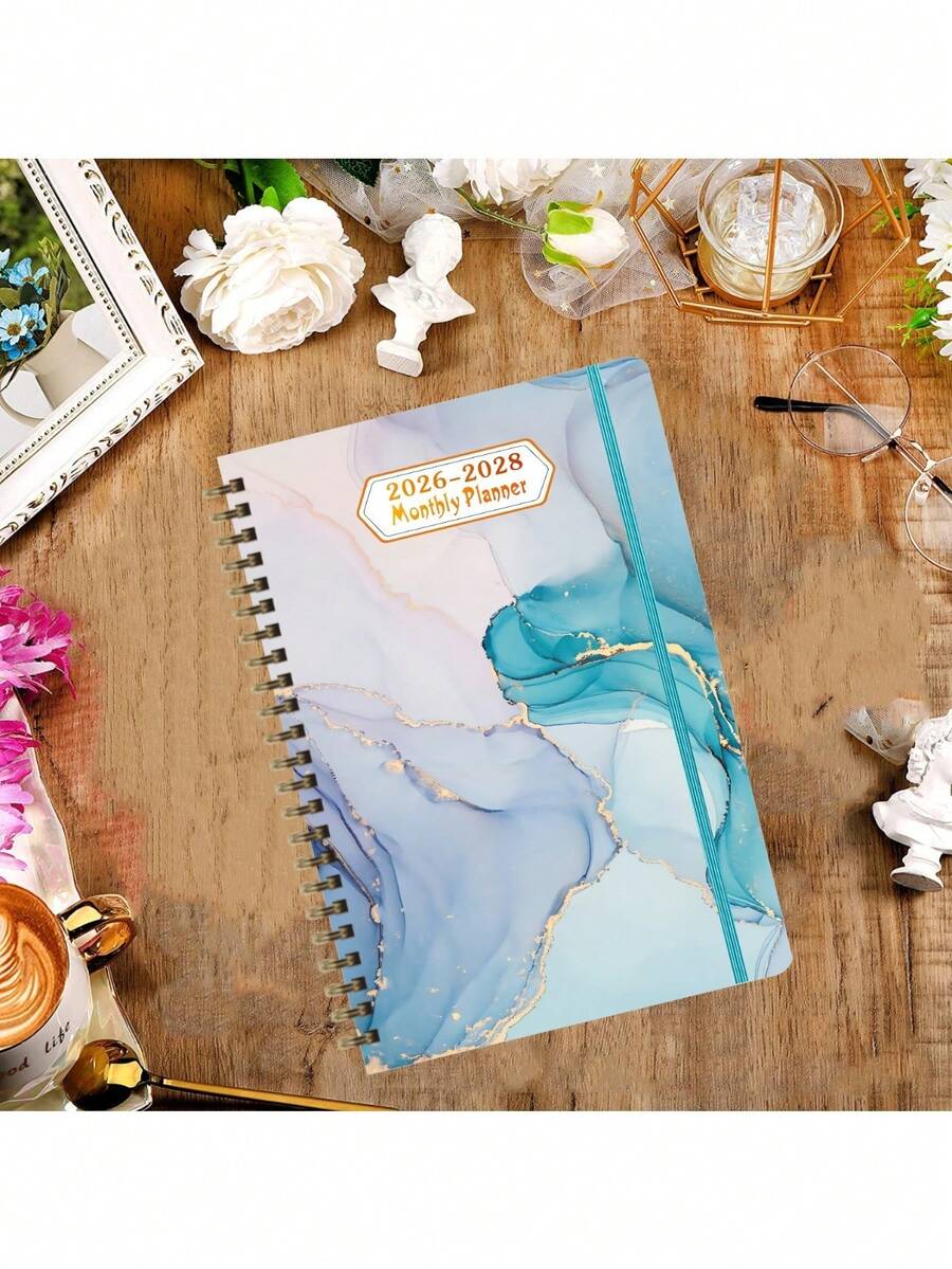 2025-2027/2026-2028 月度计划/日历 - 3 年月度计划，螺旋装订，英文版，适合学生、专业人士和个人办公室使用