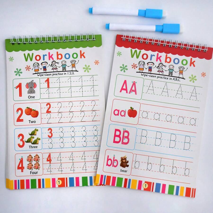 Lachilly 26 Alphabet Tracing Letter Workbook Preschool Kids Learning Training Book Educational Toy With Erasable Pen Handwriting Exercise Book For Children Letter Numbers Skills Development Calligraphy Reusable Practice Book
