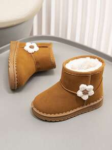 1 Pair Kids Snow Boots, Winter New Plush Thickened Boots For Boys And Girls, Toddler Baby Warm Shoes - Brown - View 5