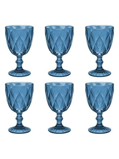 Juego de 6 copas de vidrio (240 ml) Bluelander, diseño elegante y resistente, perfectas para vino, agua o cócteles, ideales para reuniones y celebraciones