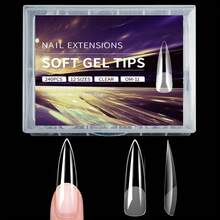 240 piezas/12 rejillas Caja de puntas de uñas de bailarina transparentes y con escarcha, de uso dual para manicura completa o parcial, nuevos diseños para Europa, Oriente Medio, todo incluido, súper delgado, extensión, indoloro, uñas postizas, 240 piezas de uñas para aplicar, suministros para uñas