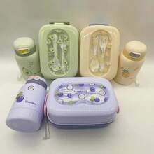 1-Piece Bento Box With Straw And Water Bottle Set, Plastic Sports Water Bottle With Straw Cup, Large Capacity Lunch Box With Cute Animal Cartoon Pattern, Lunch Boxes, Back To School, Christmas, Food, School Supplies, Holiday Essentials, Bento Boxes, School Lunch Boxes, Christmas Gifts, Travel Essentials, Camping, School, Snack Boxes - Multicolor - View 7