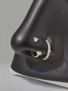 2pcs Nose Ring, Stainless Steel Nose Hoop Ring Horseshoe Nose Ring, 18G Zirconia Nose Rings For Woman Man, Fashion Septum Lip Eyebrow Helix Daith Ear Piercing Jewelry, All-Season Accessories, Perfect Birthday Gift