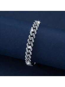 1 件水钻装饰链手链，女士礼物 - 銀色 - 查看 3