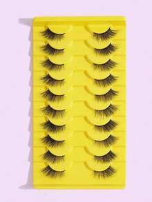 10/20/30对半眼自然交叉全假睫毛，蓬松纤细，适合日常使用，漫画睫毛，旅行必备，细长眼尾条状睫毛，睫毛，睫毛，假睫毛 - 黑色 - 查看 2