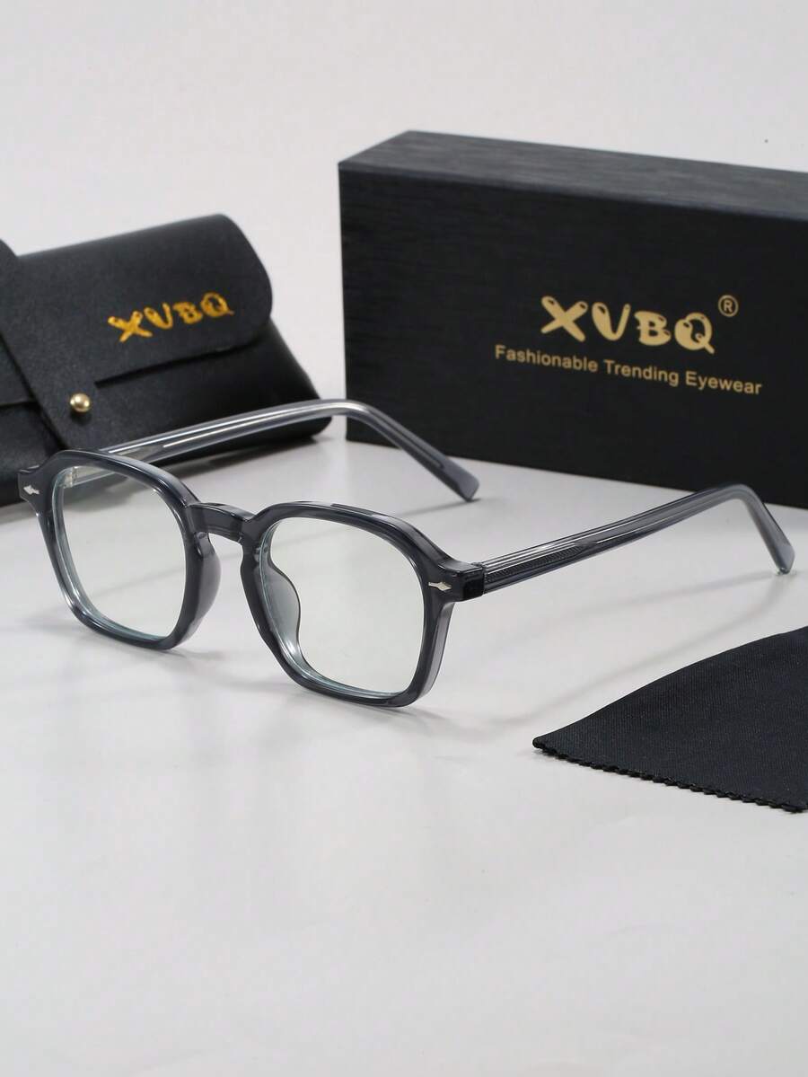 XVBQ 1 par de gafas con montura metálica de estilo geométrico retro para hombres, con lentes transparentes, adecuadas para computadora, oficina, decoración, estudio de estudiantes, lectura, reuniones de negocios, correr, juegos y conducir